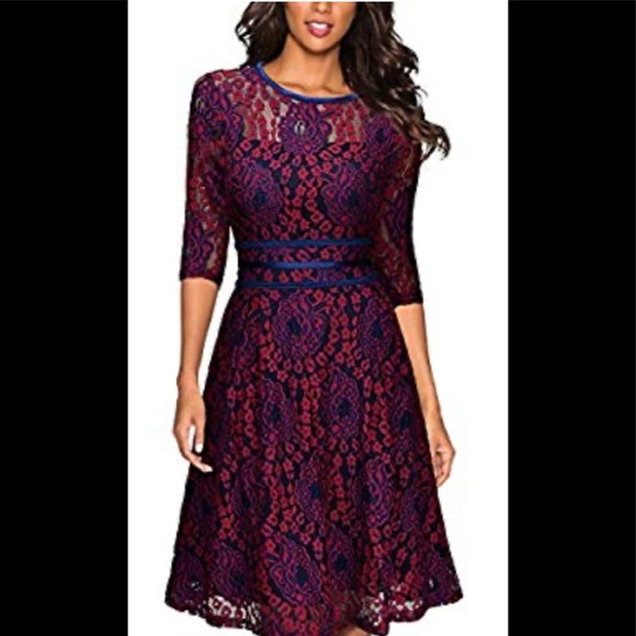 Miusol Dresses & Skirts - Miusol Floral Lace 2/3 Sleeve Cocktail Evening